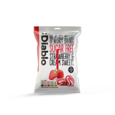 Diablo Sugar Free Strawberry &amp; Cream Sweets 75G