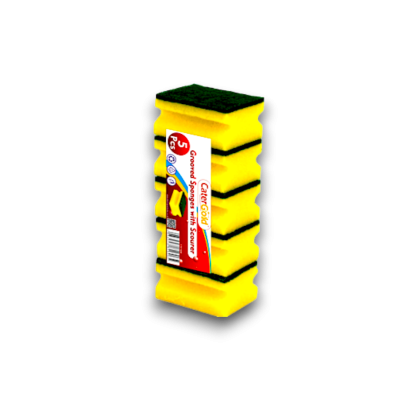 CaterGold Grooved Foam Sponge Scourers 5 pack