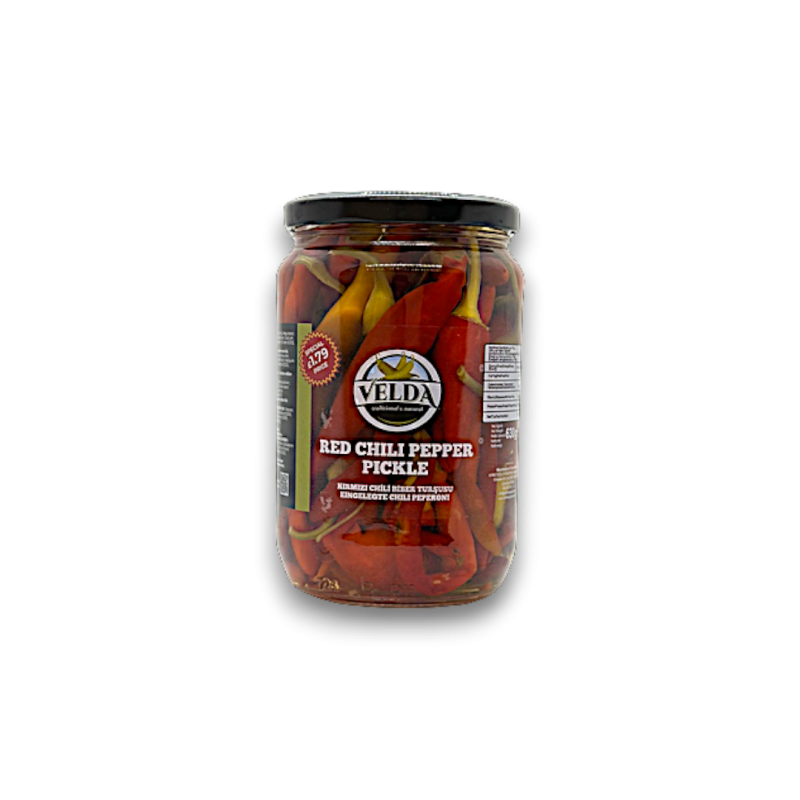 Spice Up Your Meals with Velda Red Chilli Pickles - Kirmizi Aci Biber 720gr